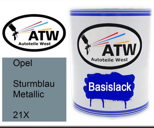 Opel, Sturmblau Metallic, 21X: 1L Lackdose, von ATW Autoteile West.
